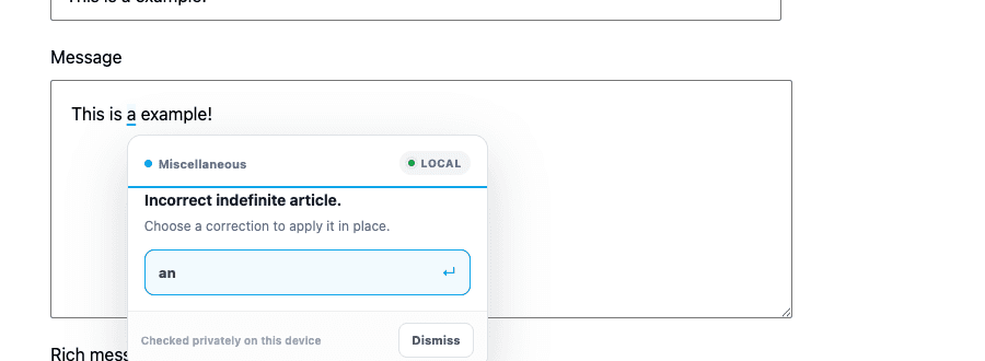 RewritePal Inline Fix underlining text and showing a one-click correction